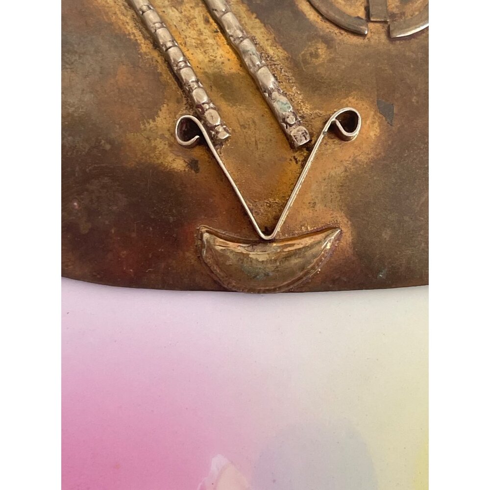 Vintage 60's Hippy Brass Large Pendant Peace Sign Leather chord - Picture 3 of 14